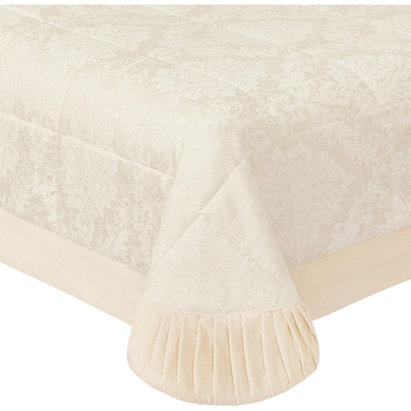 Polyester Floral Bedspread, Super King Bedspread + 2 Shams, Cream Floral