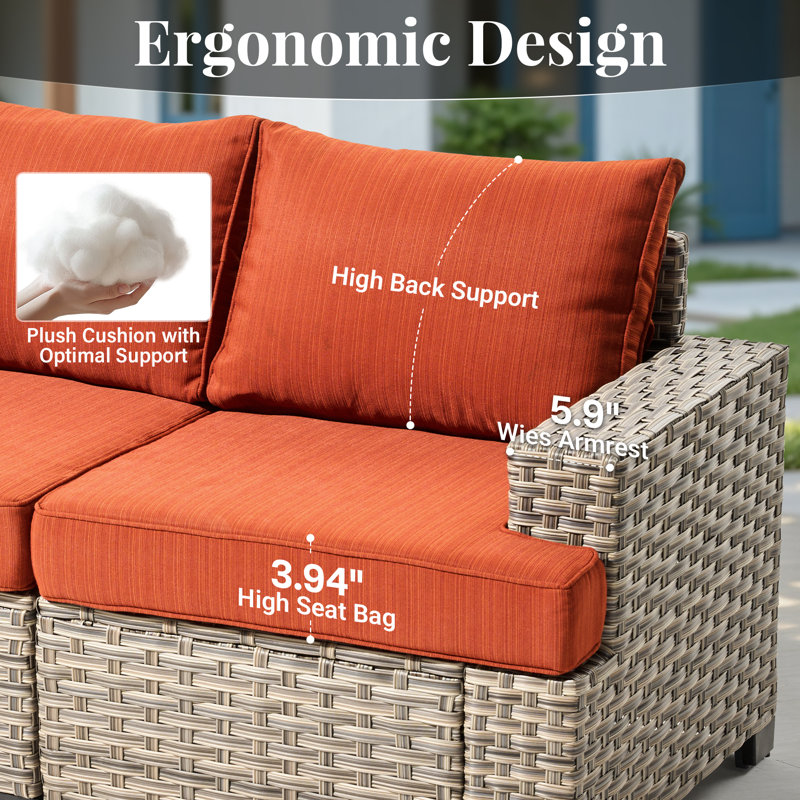 Outdoor Sofa 7-piece Set With Stove, Light Orange