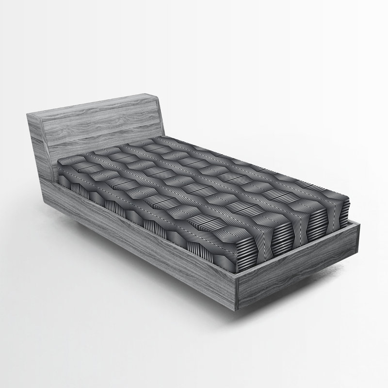 Drap-housse Ambesonne, Drap-housse simple TG, Gris anthracite, gris, blanc / chevron