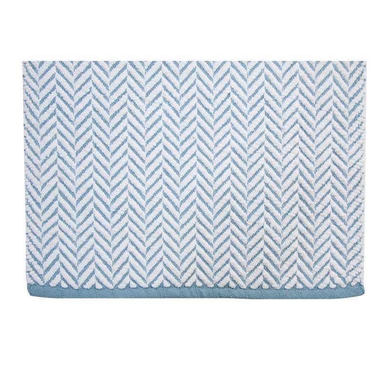 Tapis pour salle de bain Harbeson, 34 po x 21 po, Blanc / bleu