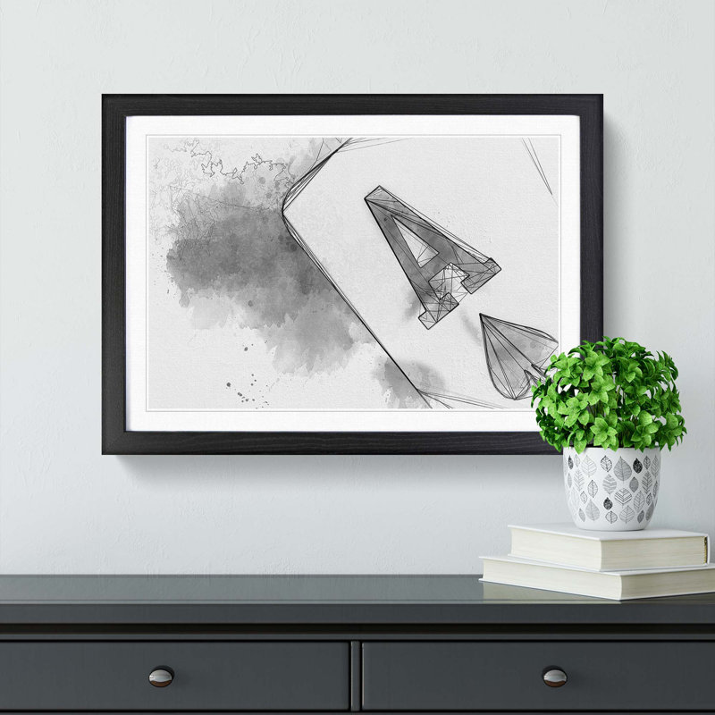 The Ace of Spades in Abstract - Picture Frame Graphic Art Print on MDF, 27cm H x 36cm W x 2cm D, Black Framed