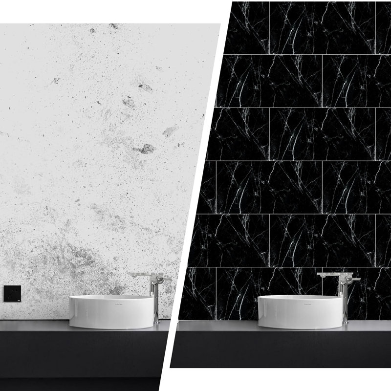 Tile Stickers Marble, Self Adhesive Wall Tiles, Easy to Clean, Peel and Stick on for Living, Room, Kitchen, Bathroom, Home Wall Decor