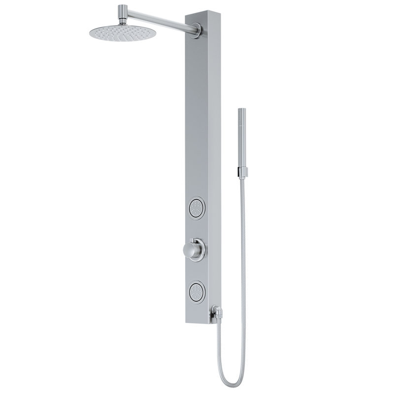 Gardenia 39" H X 4" W 2-Jet Shower System with Hand Wand - Requires existing shower head connection, Stainless Steel