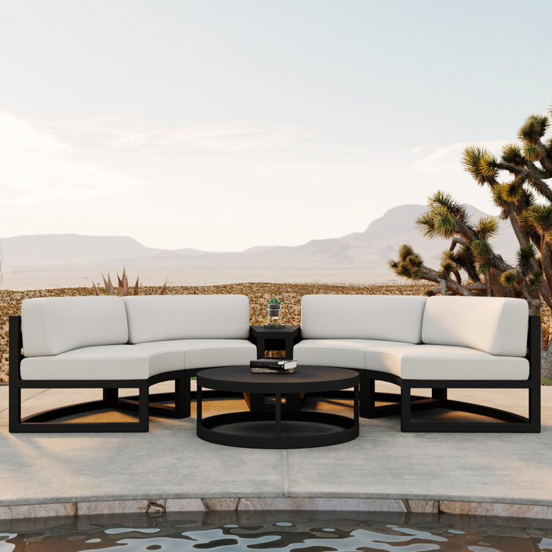 Avion Outdoor 4 - Piece Conversation Set, Canvas Natural Sunbrella® Canvas, Black
