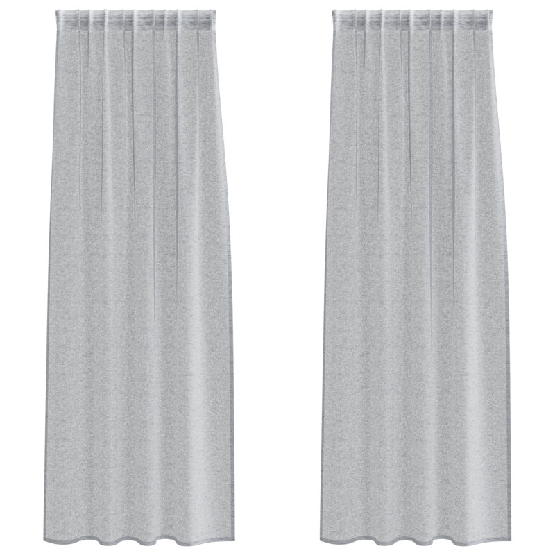 Suzzy Semi Sheer Curtain, 260cm Width x 140cm Drop, Dark Grey