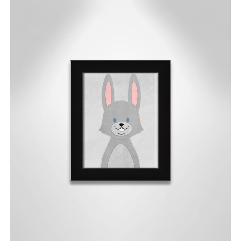 Art de lapin joyeux, H 10 po x l 8 po x P 0,6 po, Encadré plat noir
