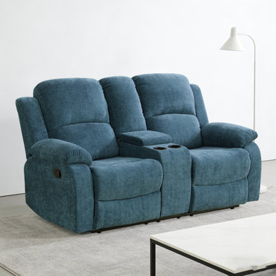 Light Blue Intelligent Double Recliner, Waterproof And Scratch Resistant, Can Recline At 110-115 °