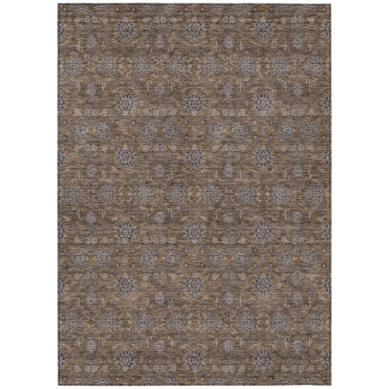 Tapis d'intérieur lavable à motif floral gris 10 pi x 14 pi
