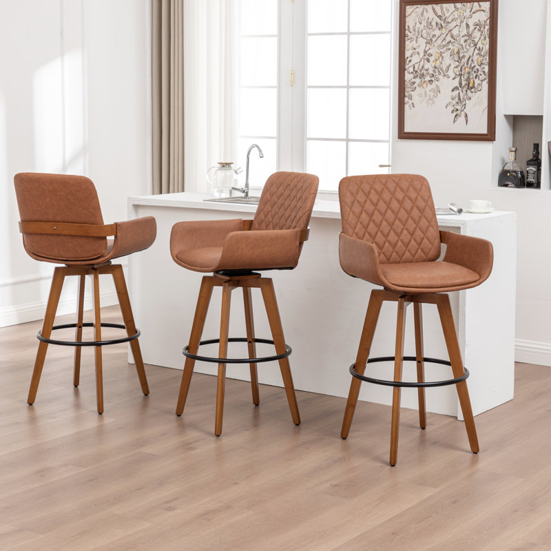Tabourets de comptoir pivotants modernes (ensemble de 3), Brun, 3, Tabouret de bar 29,7 po