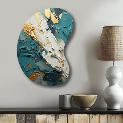 Llanas Serenity Sunset In Teal I - formes abstraites en forme de flèche - art mural asymétrique en métal