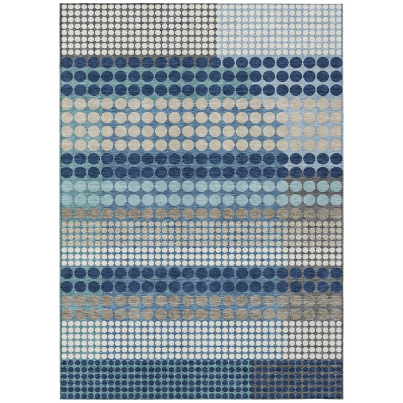 Machine Washable Indoor/Outdoor Chantille ACN2445 Geometric Rug, Blue, 9' x 12'