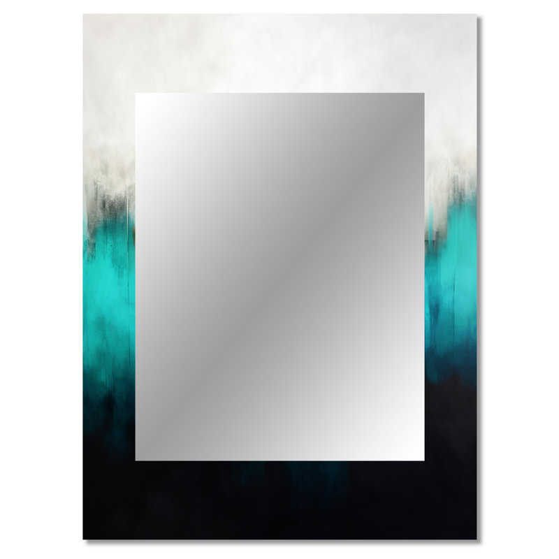 Bleu et noir ondulation abstraite Medley III - miroir abstrait, miroir mural bleu unique, reproduction d'art en métal