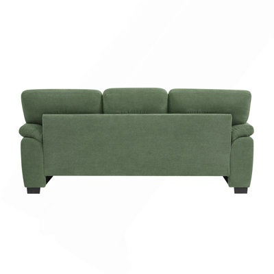 3-Seater Sofa, Green Upholstered Couch, Modern Living Room Furniture, Textured Fabric Sofa, Minimalist Settee, Comfortable Armchair, Sturdy Frame Sofa