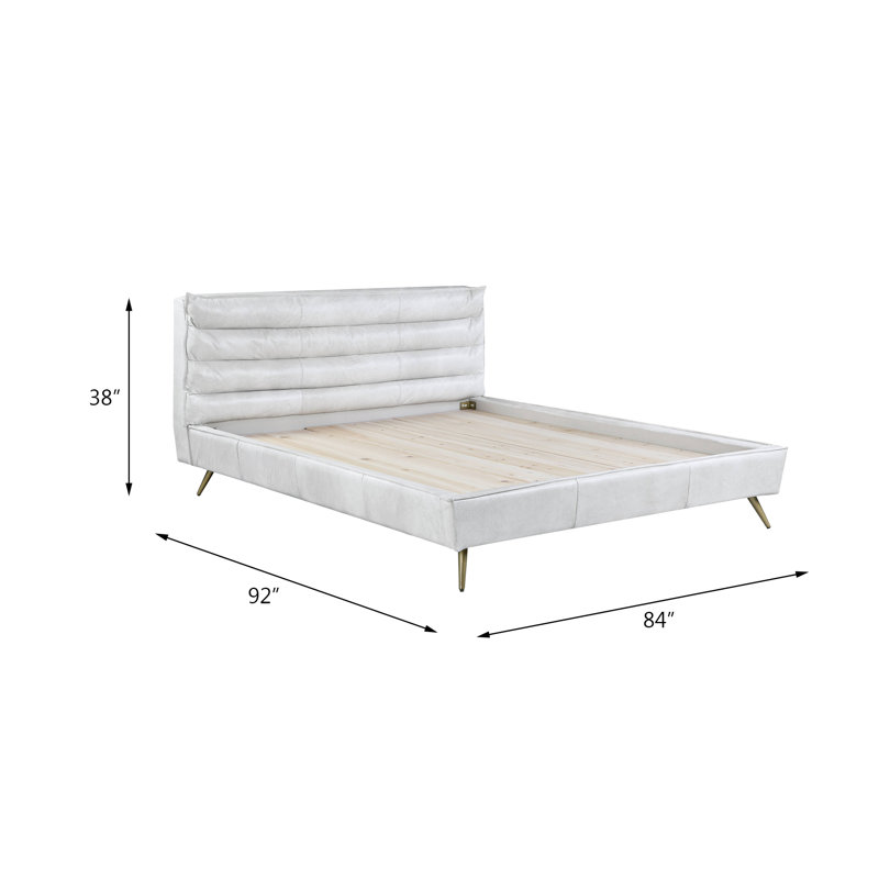 Lamarria Upholstered Low Profile Platform Bed, Vintage White, King