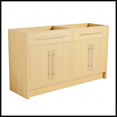 Durable Freestanding Bathroom Vanity With 4 Soft-Closing Doors, Original Oak Finish, And Plywood Construction