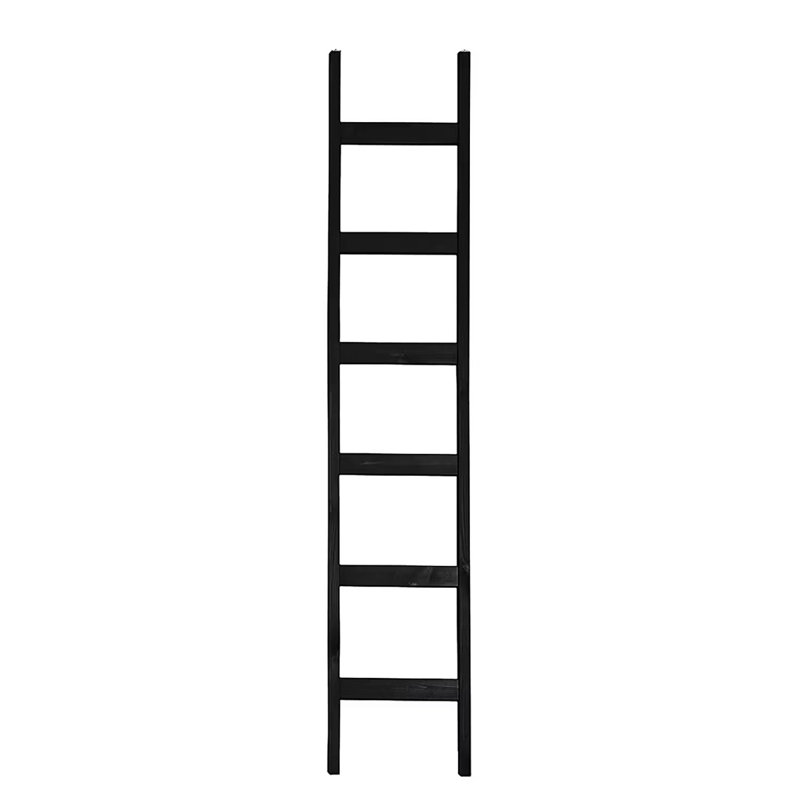 Nayaliz Solid Wooden Bookcase Ladder H:188 W:36 cm, Black