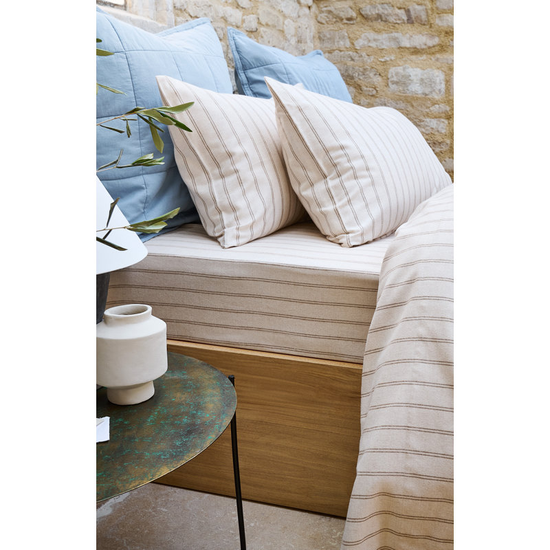 Flannel Stripe Sheet Set, Oat, King Sheet Set