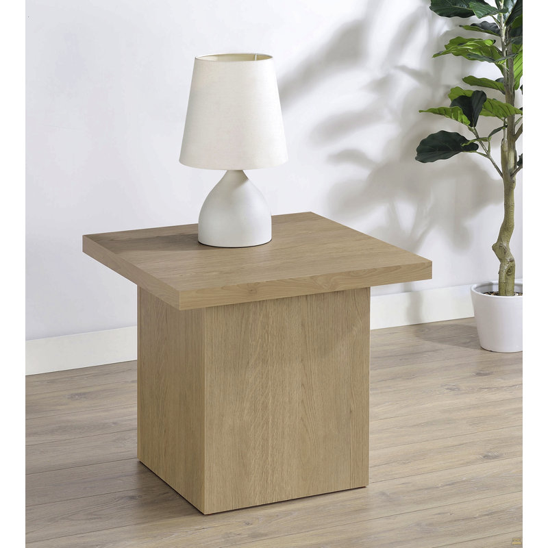 Table de bout carrée en bois d'ingénierie, latte, Brun