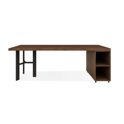 Nut-brown Rectangular Solid Wood Executive Desk