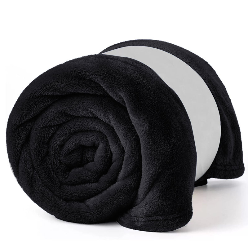 Plain Weave / Muslin Heated Throw Blanket, Black, King