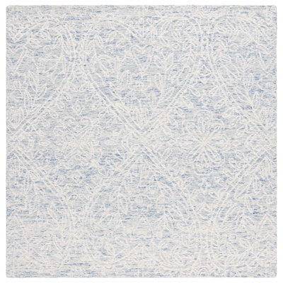 Greisofe Hand Tufted Wool/Cotton with Cotton Backing Floral Rug in Blue/Ivory