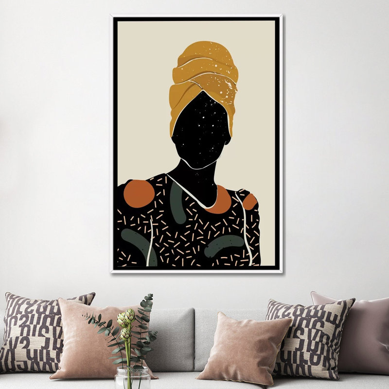 Black Hair X - impression d'art graphique, Pas de tapis, H 40 po x l 60 po x 1,5 po, Toile blanche encadrée