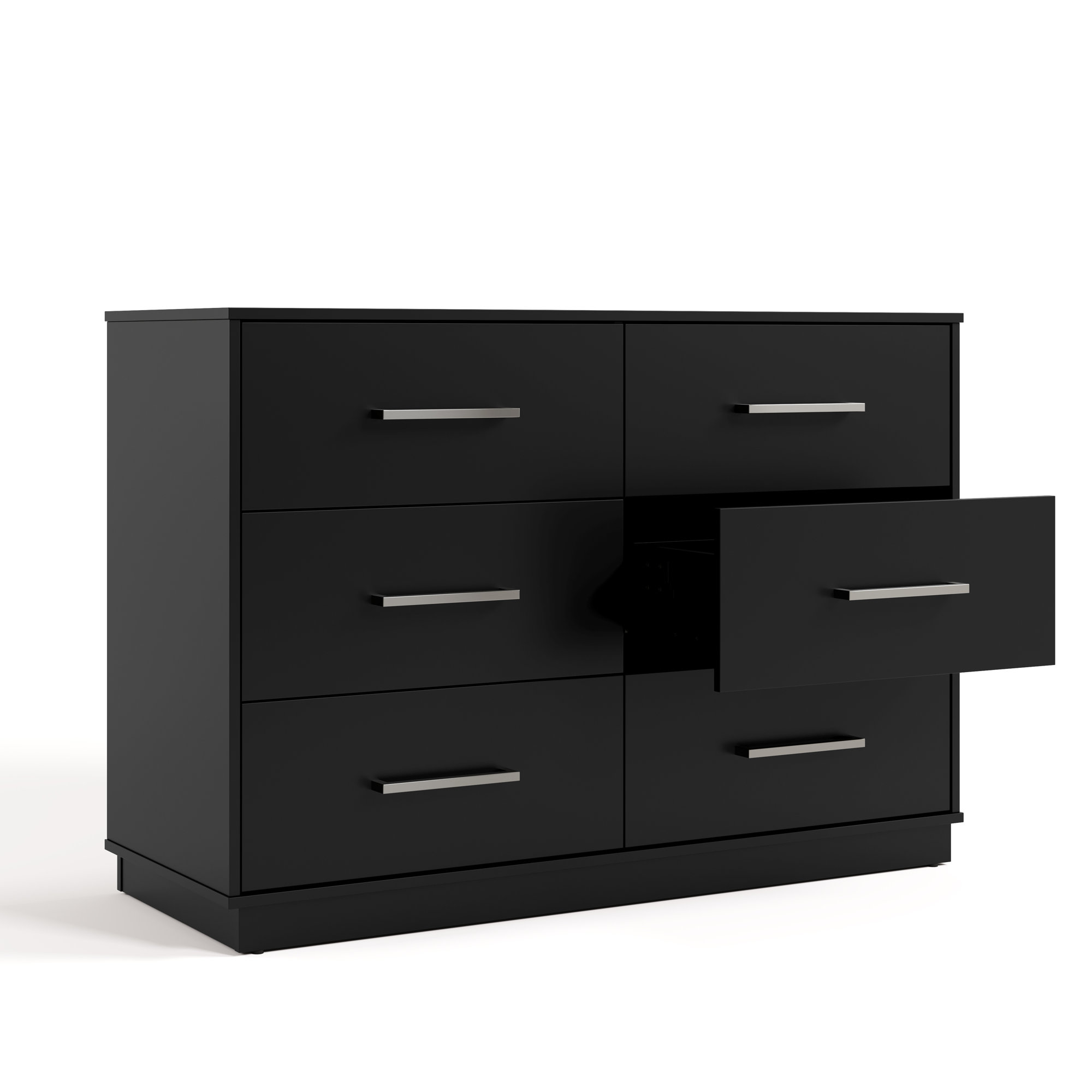 Essentials 6 Drawer Double Dresser, Black