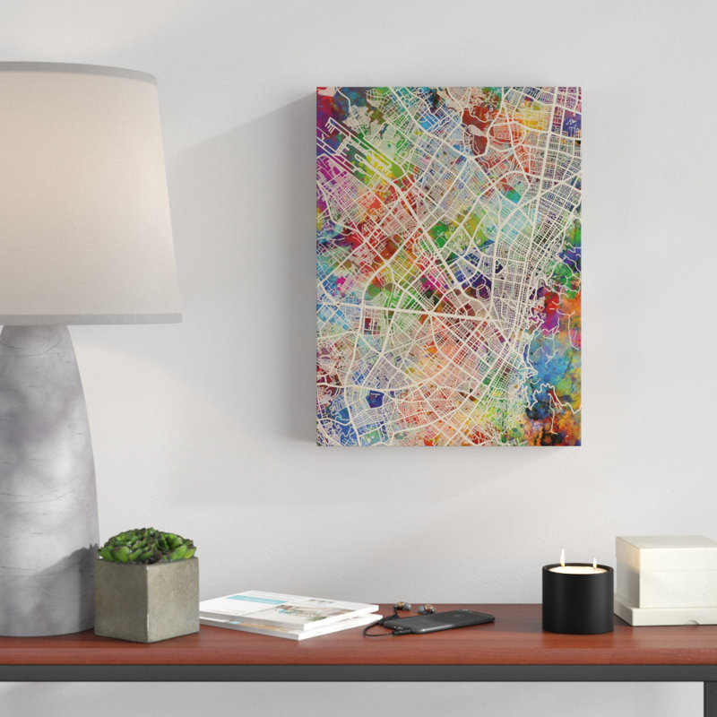 « bogota colombie city map », impression sur toile tendue, H 19 po x l 14 po x P 2 po
