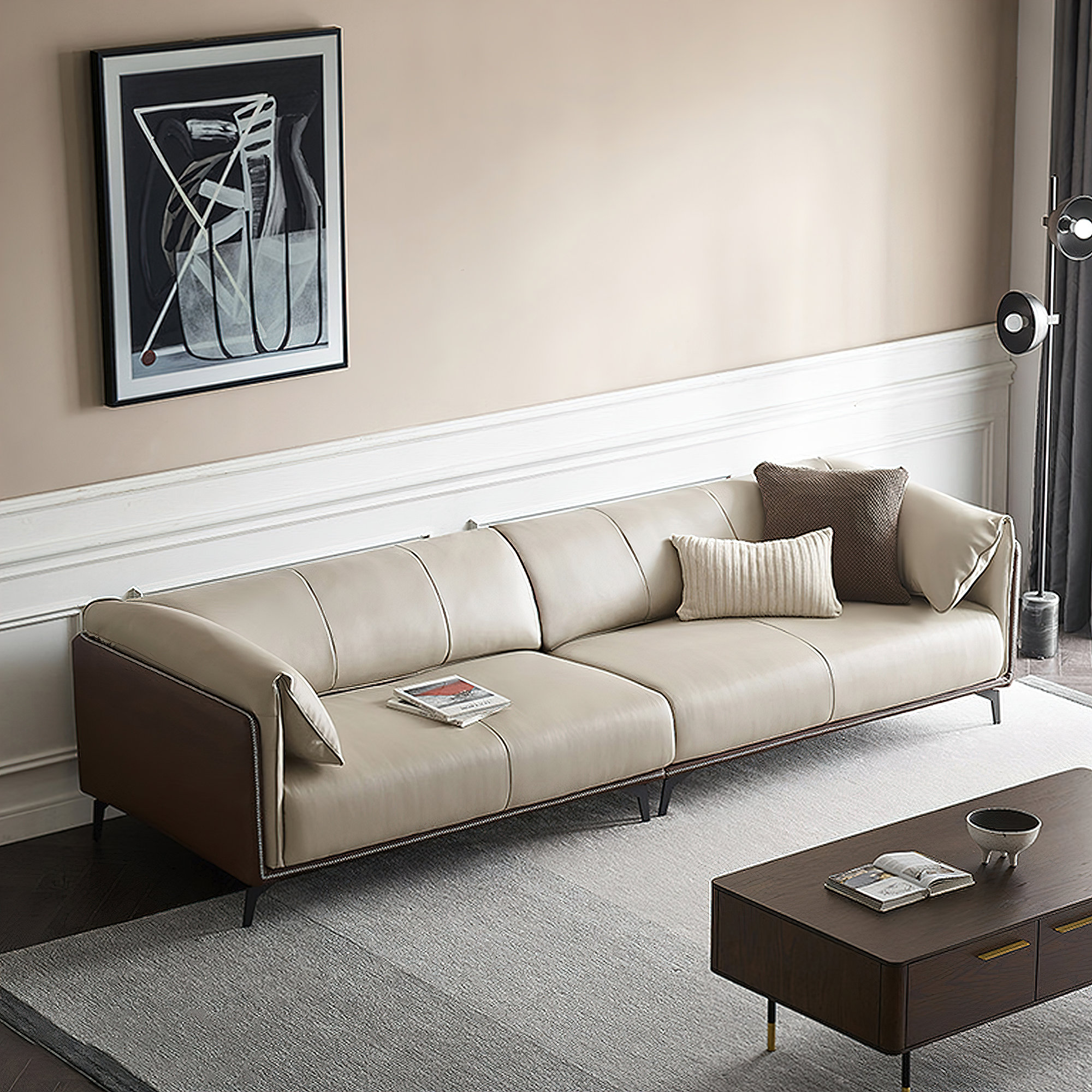 kvarter Usikker Søndag Wrought Studio Beniamino Nordic Luxury Simple Three Seat Faux Leather Sofa  | Wayfair