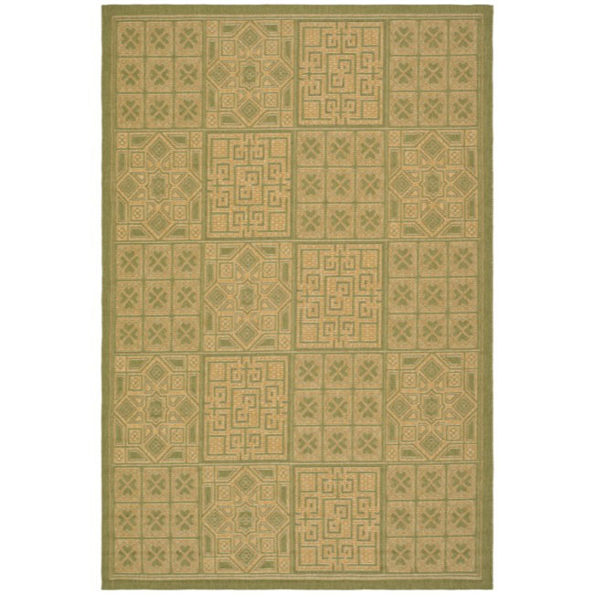 Tapis d’usage intérieur/extérieur vert olive/naturel Herefordshire, Rectangle 8 pi x 11 pi 2 po