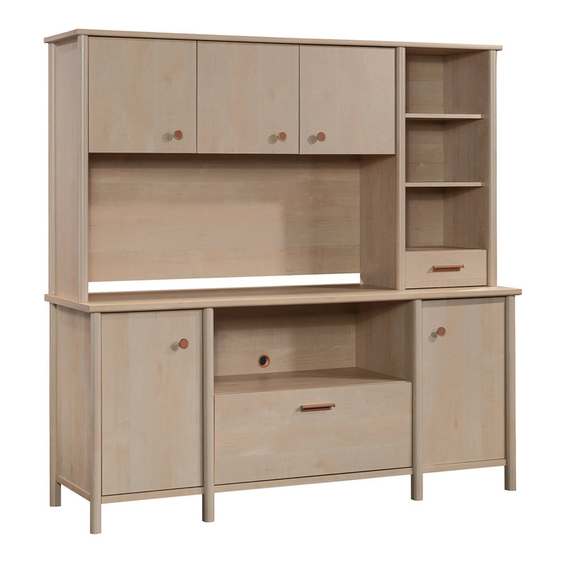 Crédence de bureau à domicile avec huche, finition brune