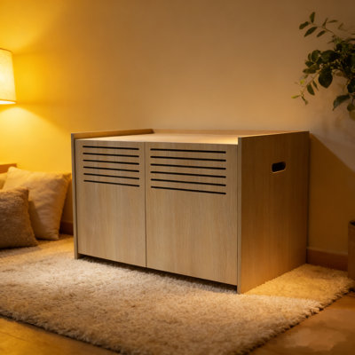 Enceinte moderne en bois pour bac à litière