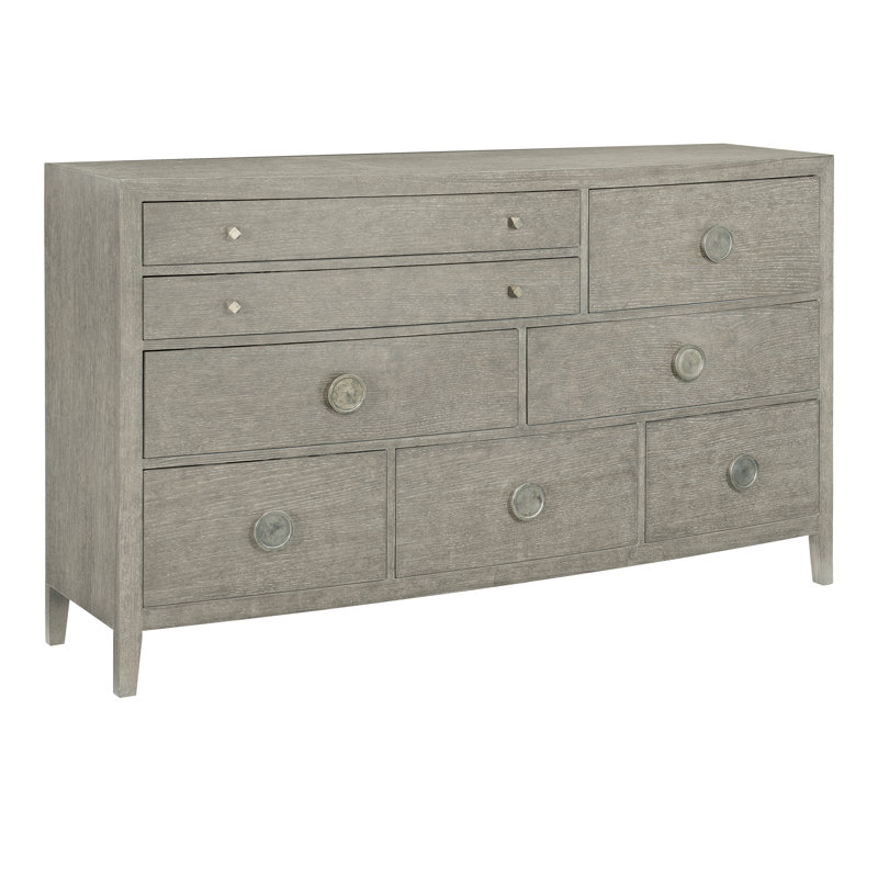 Linea 8 - Drawer Solid Wood Dresser, Linea - Cerused Greige Finish