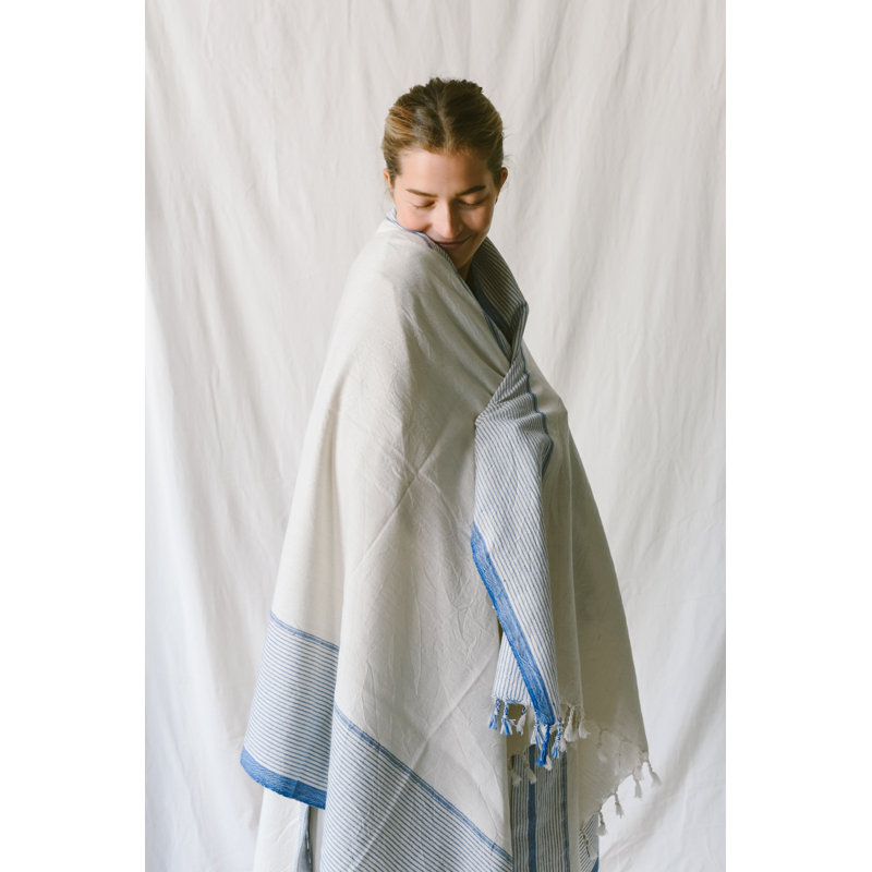 Serviette Kendal ivoire / bleu