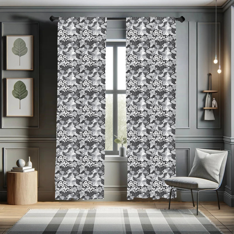 Floral Semi-Sheer Rod Pocket Curtain Panels, 28" W x 95" L