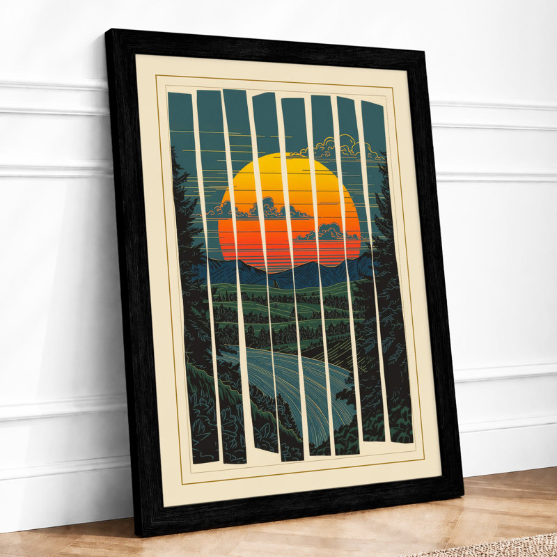 Sun Through Stripes Geometric - Print, Black, A4 - 29.7 x 21.0 cm