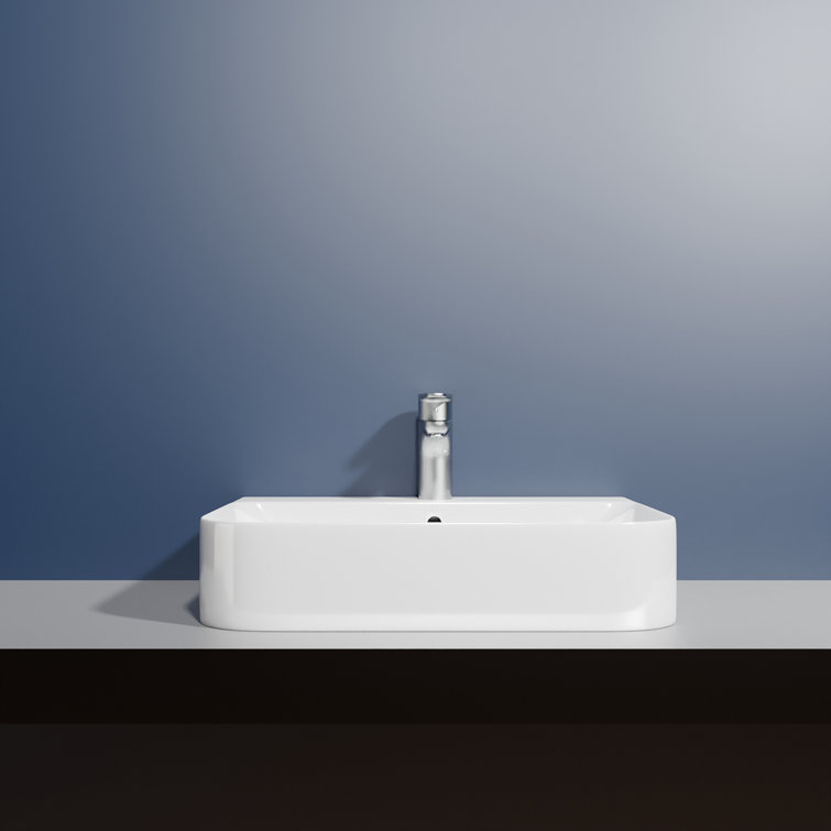 WS Bath Collections Fly 18.9'' Glossy White Ceramic Rectangular Bathroom Sink with Overflow