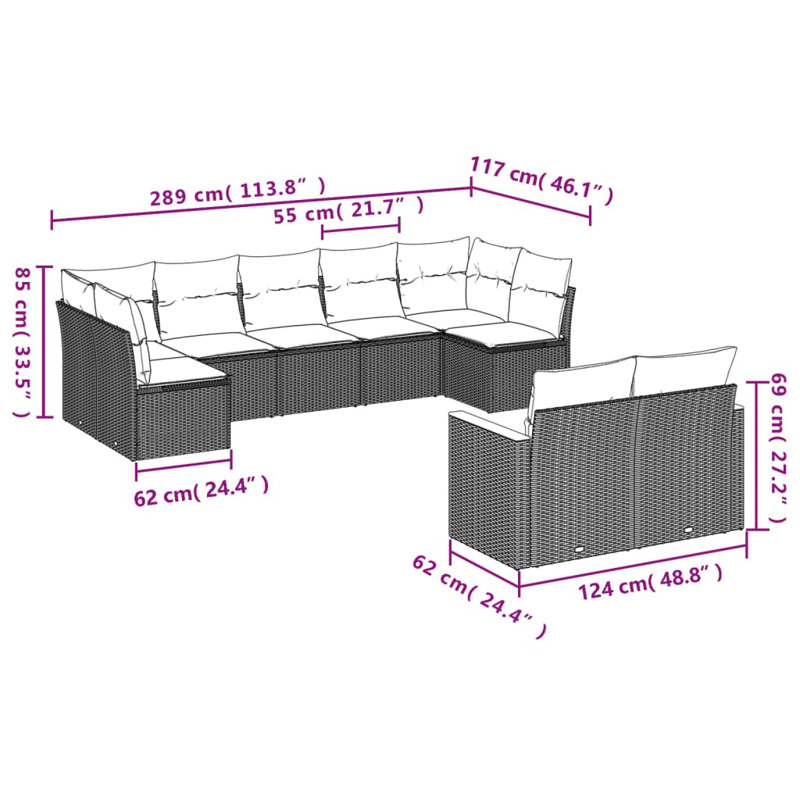 Ensemble de canapé de jardin Vidaxl