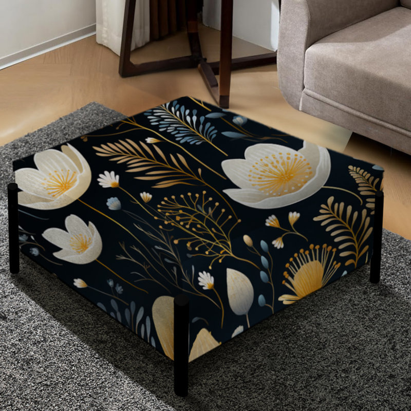 Motif floral serein côtier - Grand repose-pieds carré floral