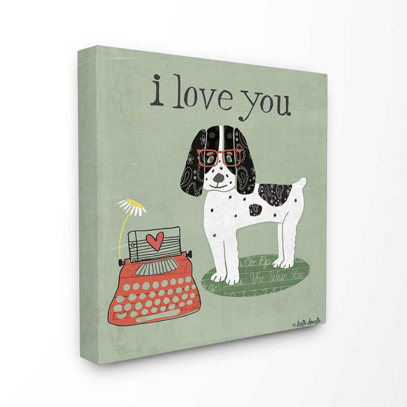 «I Love You Dog», ensemble d'impression sur toile panoramique, Toile tendue, H 17 po x l 17 po