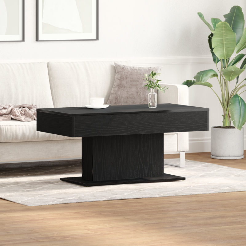 Alleyne Pedestal Coffee Table, Black Oak