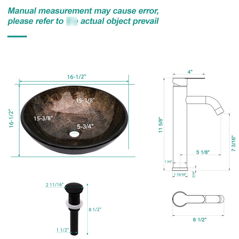 Lavabo en verre trempé avec bonde escamotable, robinet noir, forme ovale marron pour salle de bain et toilettes, robinet de lavabo artistique
