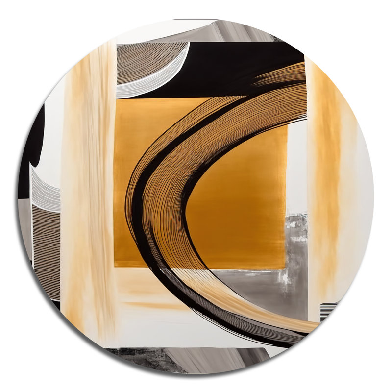 Glam Art déco abstrait III - Art abstrait rond en métal, H 16 po x l 16 po