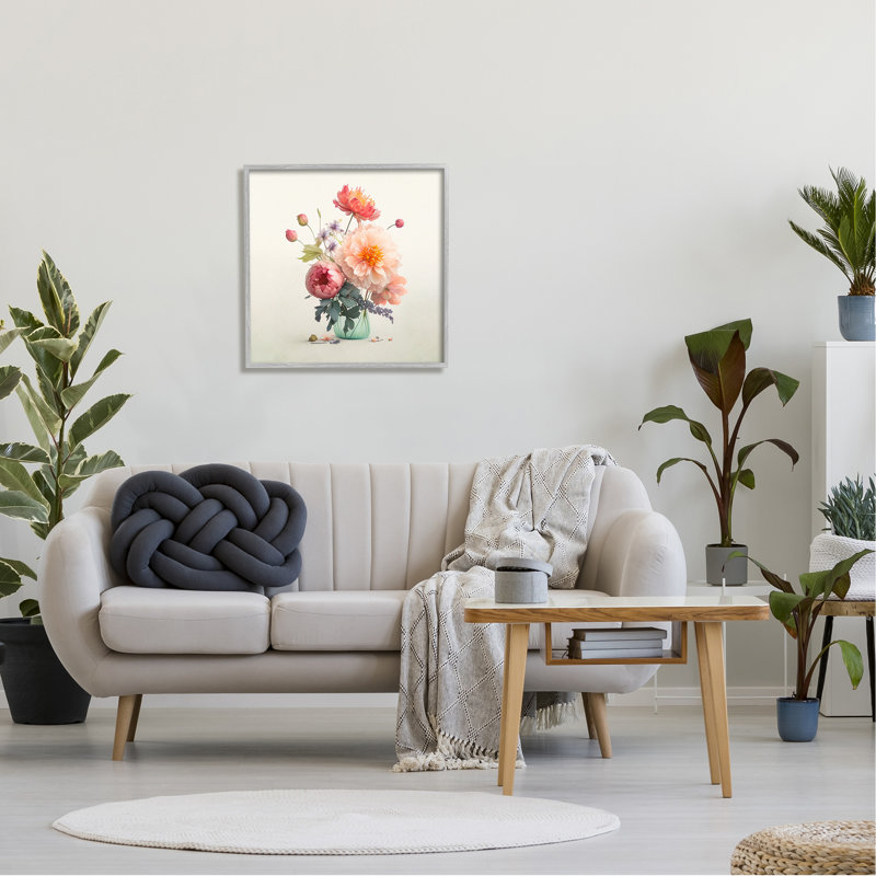 «Dahlia & Roses Bouquet» par Leah McLean, H 24 po x l 24 po x P 1,5 po, Estampe numérique Farmhouse