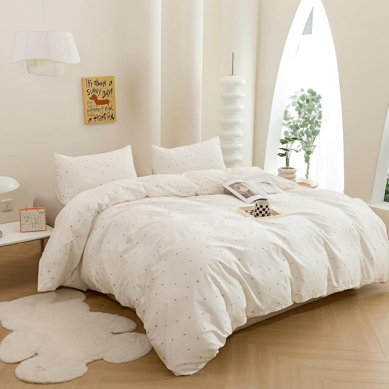 3 PCS Mini Rabbits Animal Pattern Duvet Cover Ultra Soft & Breathable Comforter Cover, King Duvet Cover + 2 Shams