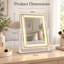 Miroir de maquillage rectangulaire lumineux avec bande DEL intégrée, 3 modes de couleur, miroir grossissant x10 et rotation à 360°