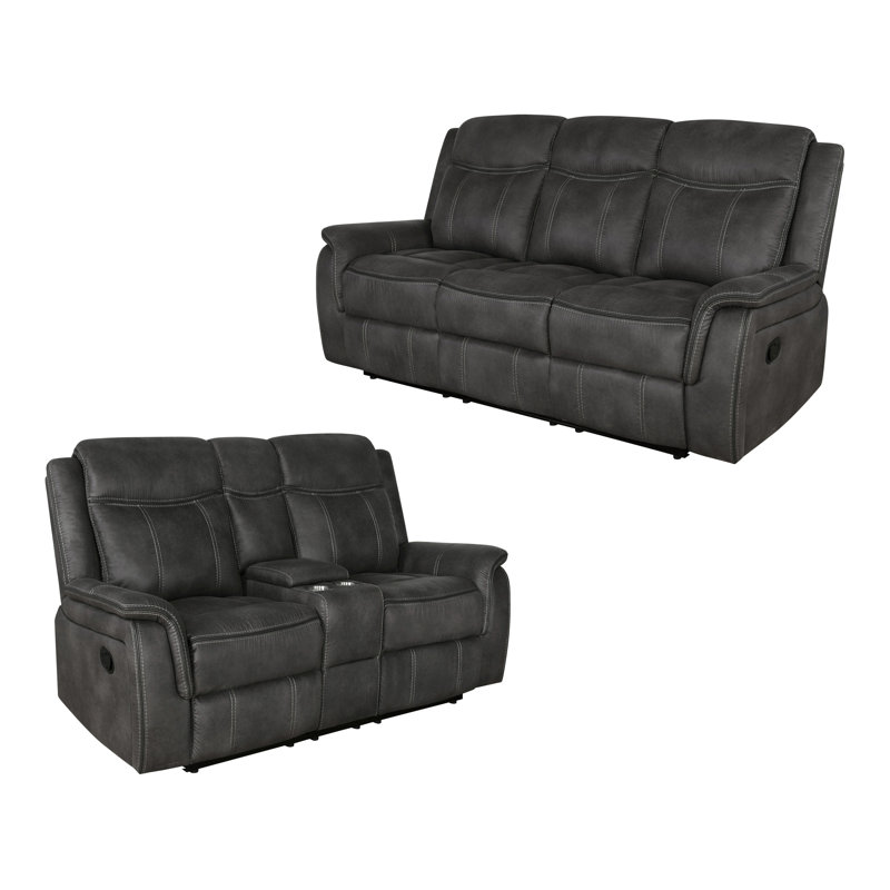 Ensemble de salon inclinable 2 pièces Kempst, Mélange de polyester gris anthracite