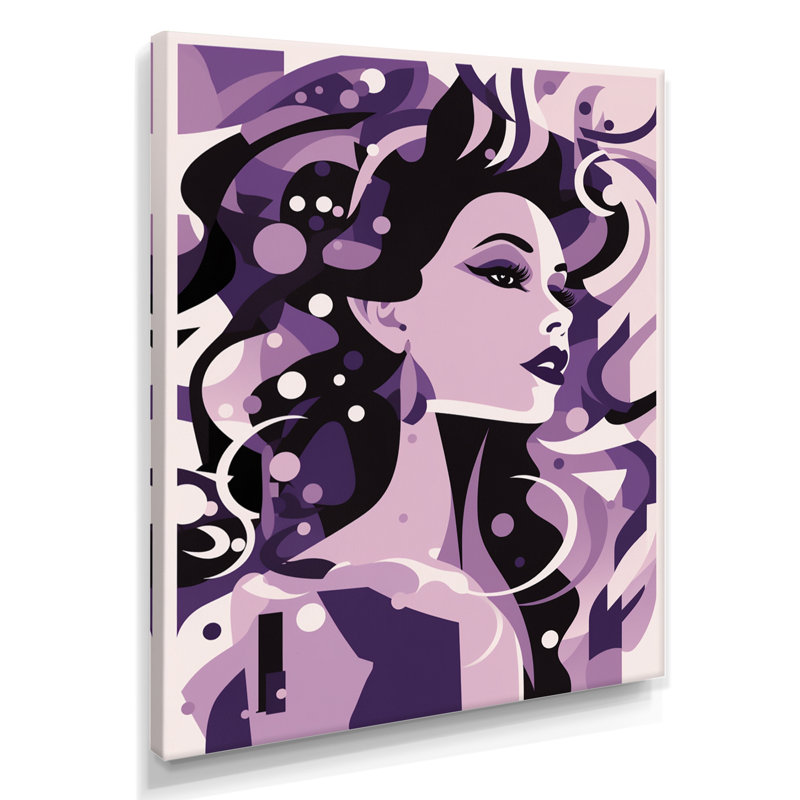«Purple Celebration Retro Model - Modern Woman», reproduction d'art murale, Toile tendue, H 20 po x l 12 po