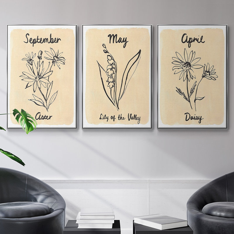 «Naissance mois IV», reproduction sur toile 3 pièces, H 24 po x l 48 po x P 2 po, Argent