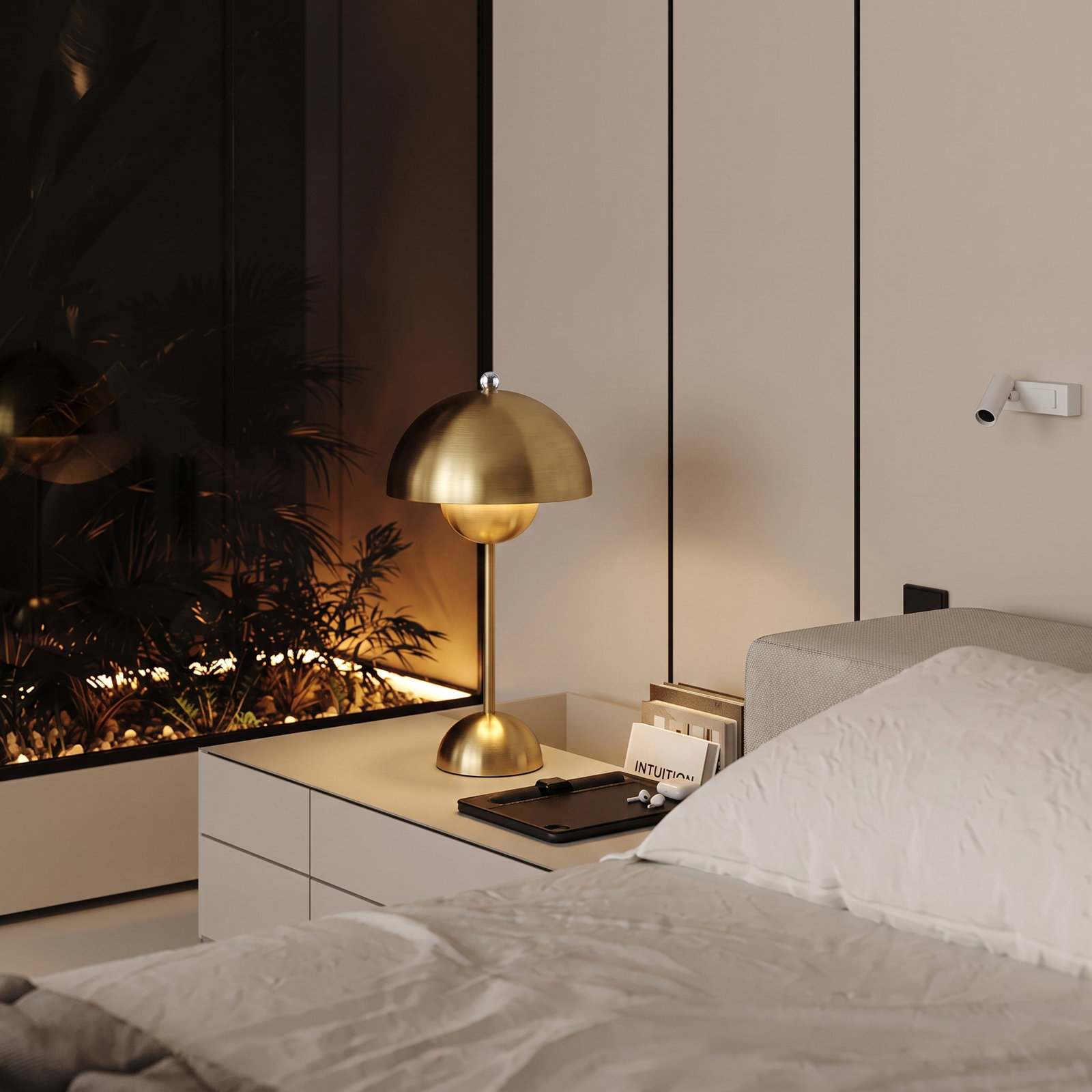 Brunilde Adjustable Metal Table Lamp, Gold, Gold